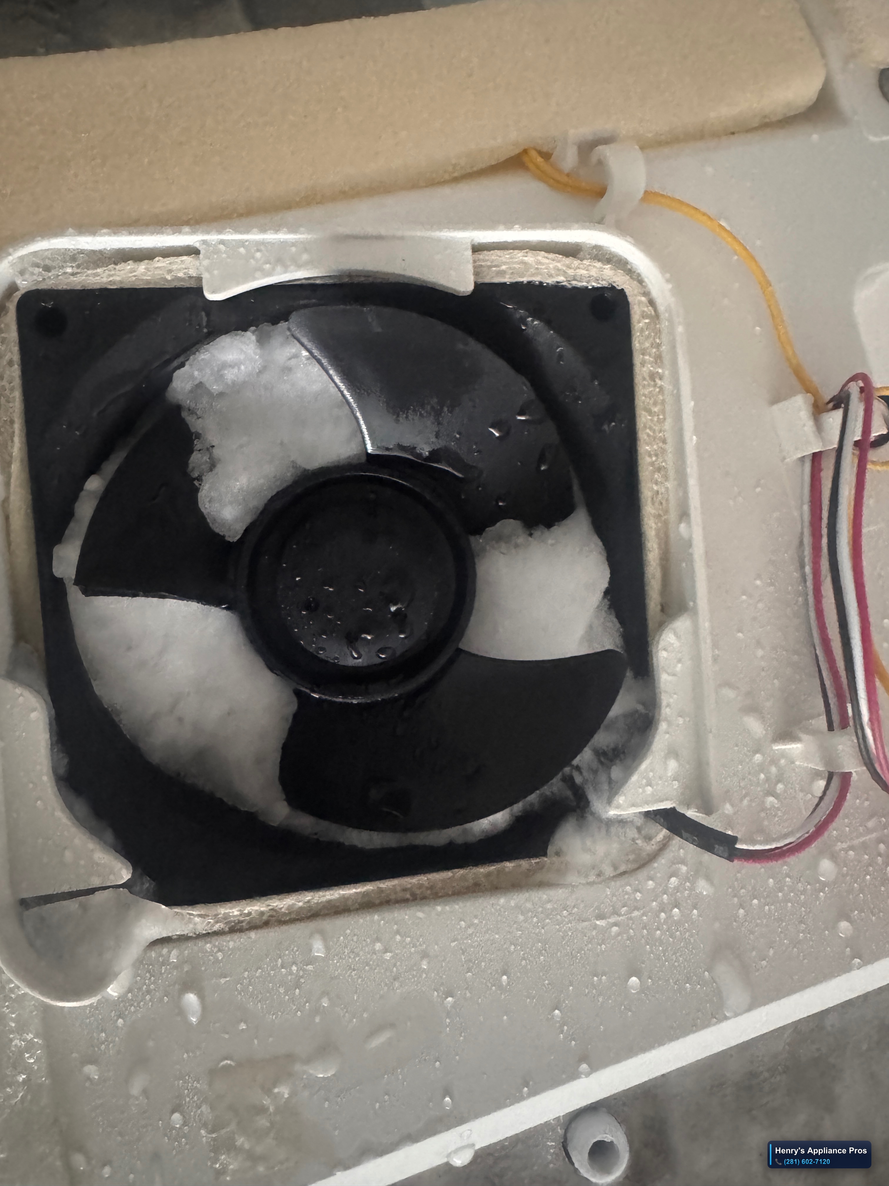 Samsung Refrigerator fridge not cooling. Fan block